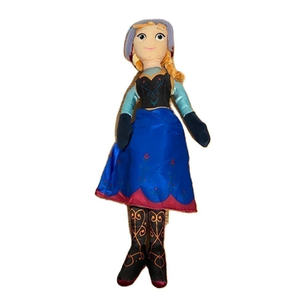 Disney Anna Plush Doll LARGE Frozen Stuffed Kids Toy Blue Pink